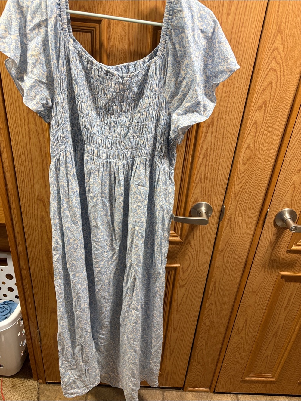 Isabel Maternity by Ingrid & Isabel Light Blue Floral Smocked Maxi Dress